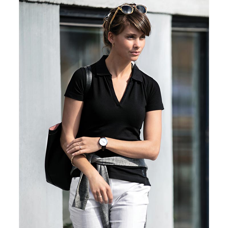 Women's Harvard stretch deluxe polo shirt - Black XS